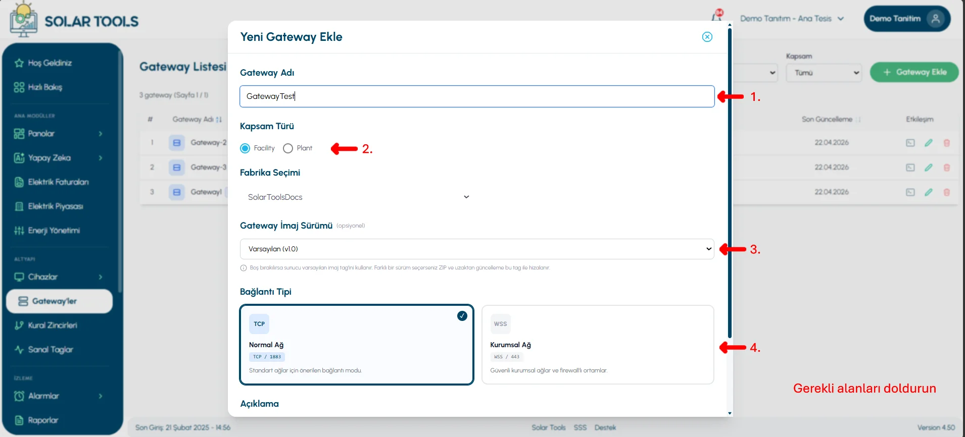 SolarTools Portal - Copying Gateway Auth Key