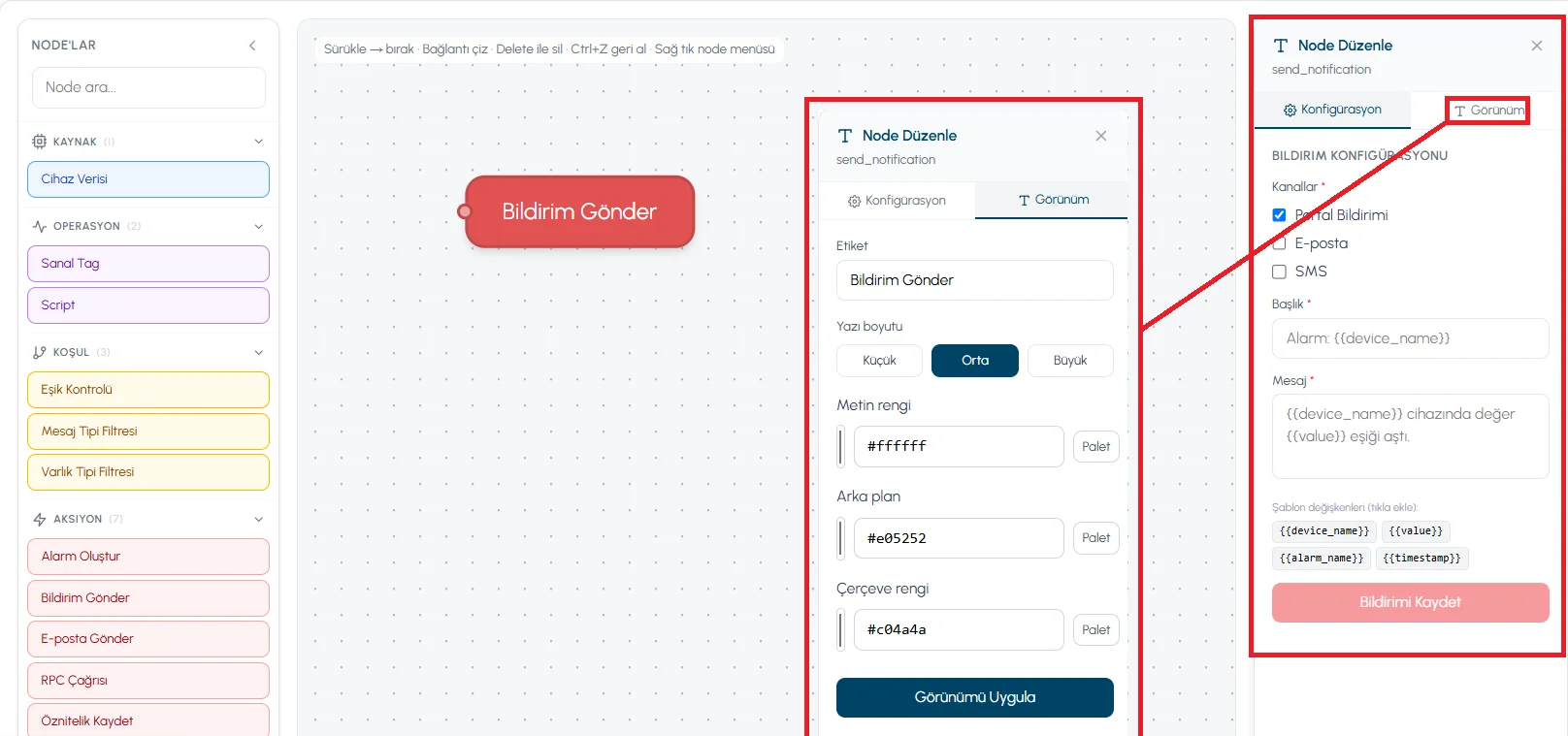 Send Notification - Canvas View