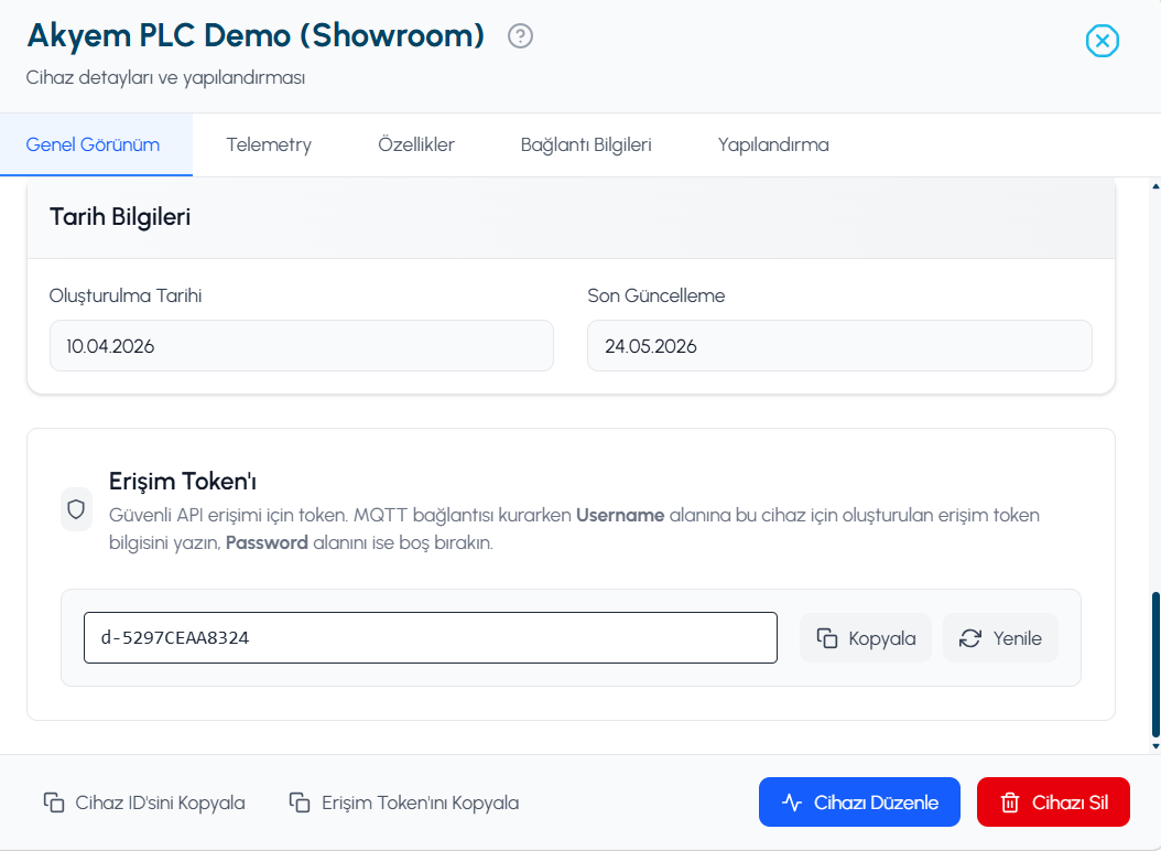 MQTT access token management