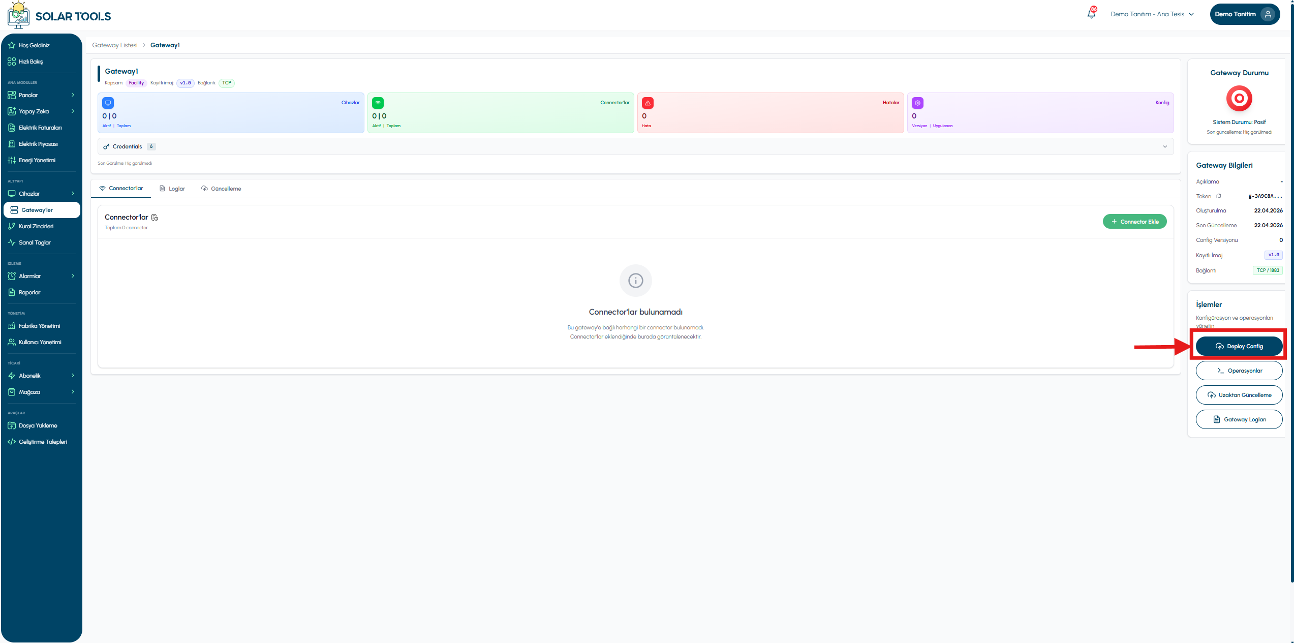 Gateway Configuration Builder Screen