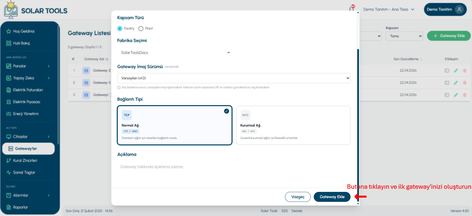 SolarTools Portal - Gateway Configuration Form