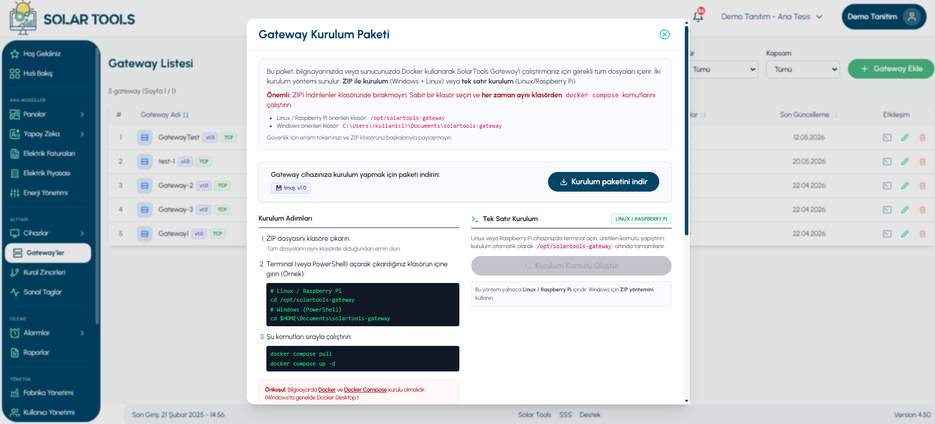 Linux Terminal - Executing Gateway Install Script