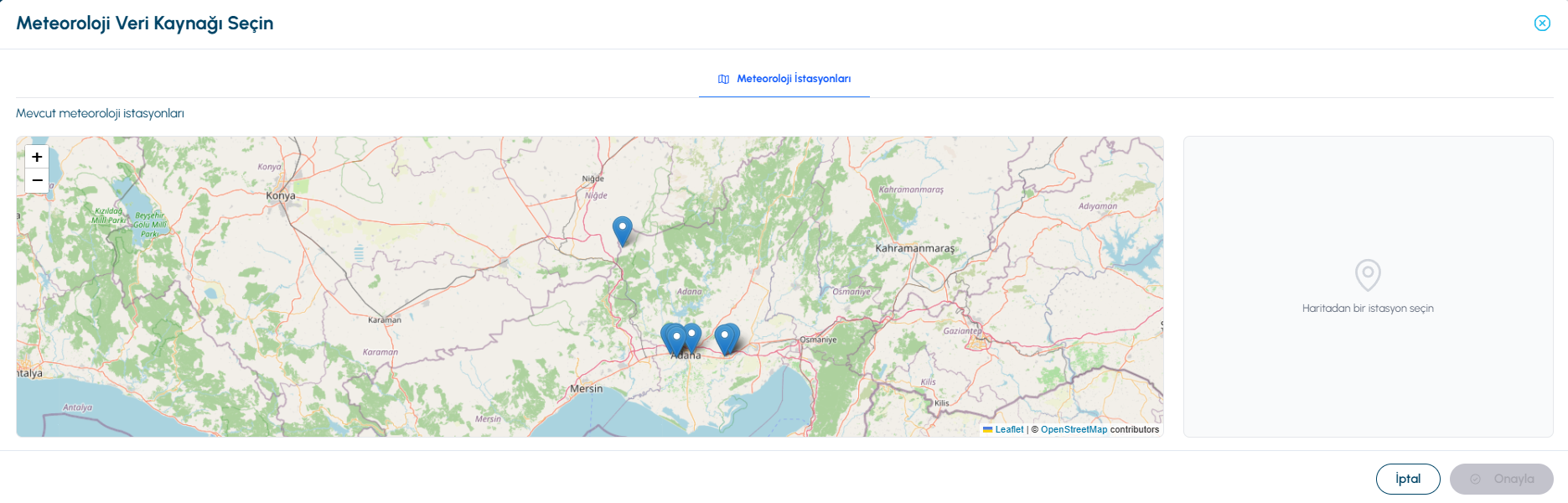 Selecting a weather station via map