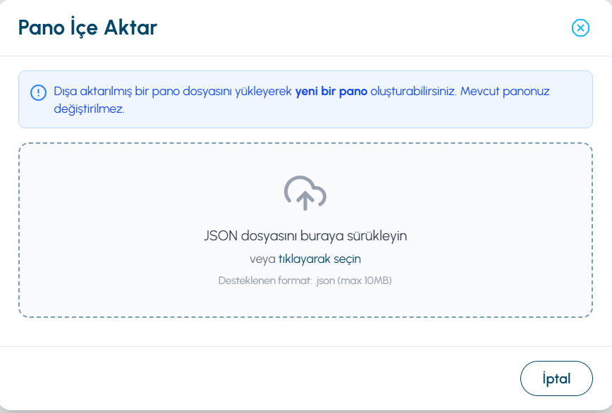 Dashboard Import Screen