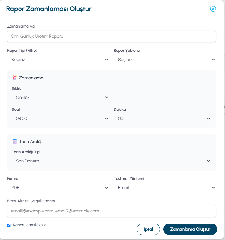 Scheduled Report Creation