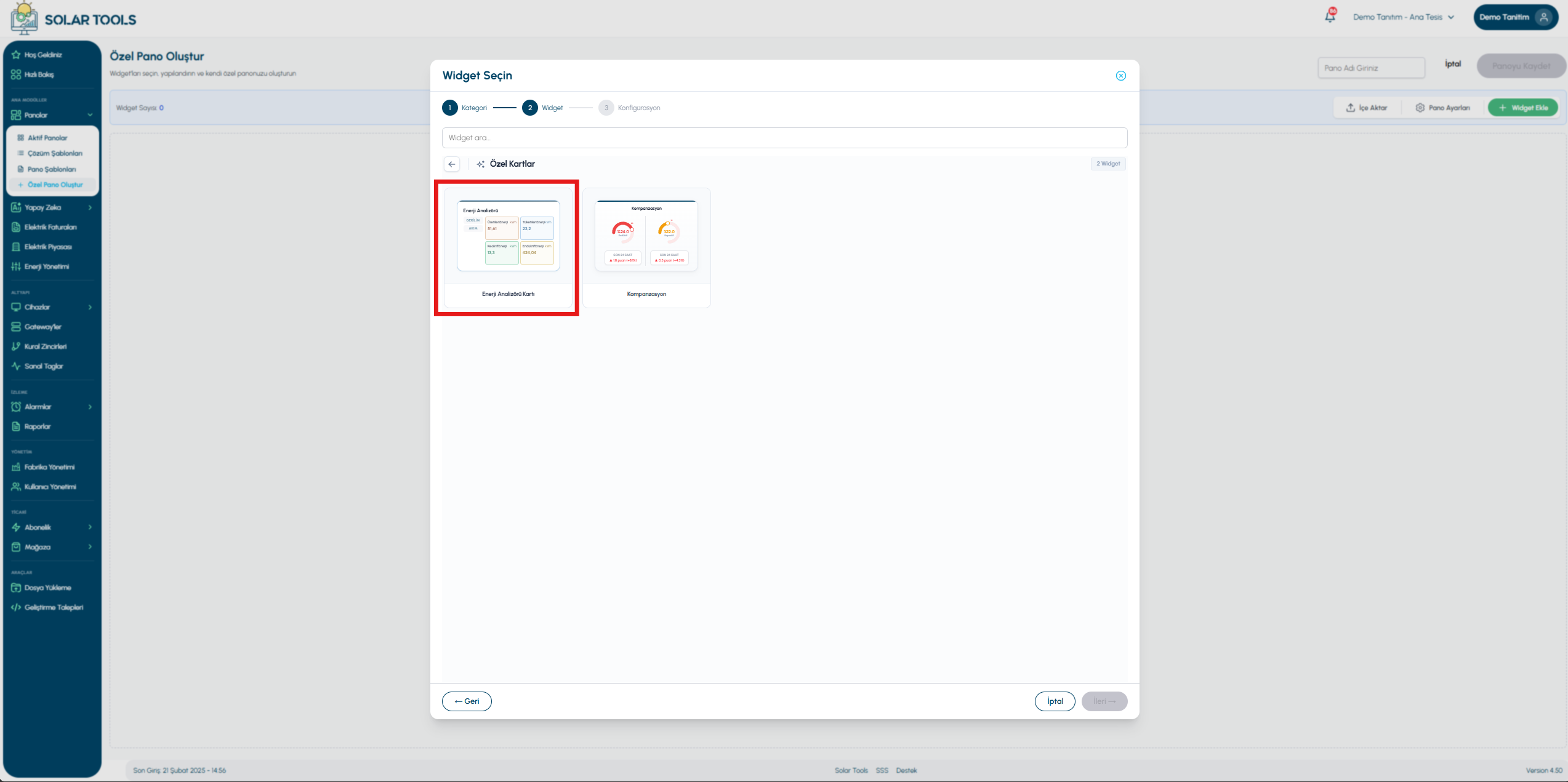 Energy analysis — view 1