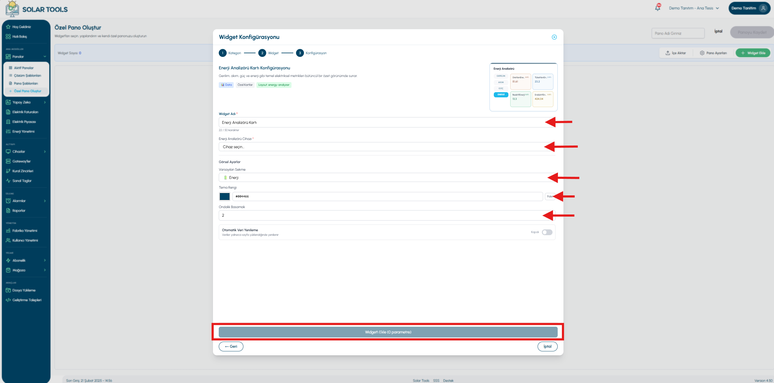 Energy analysis — view 3