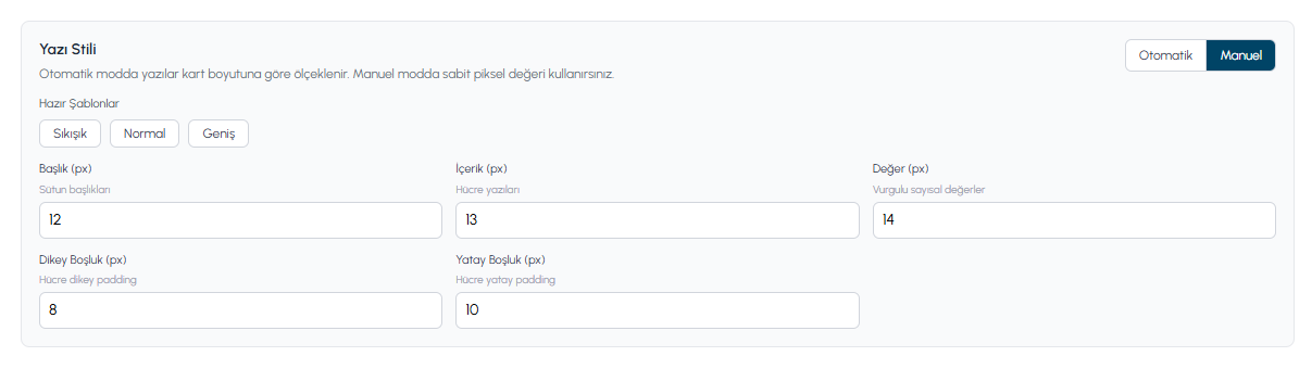 Text style — modal view